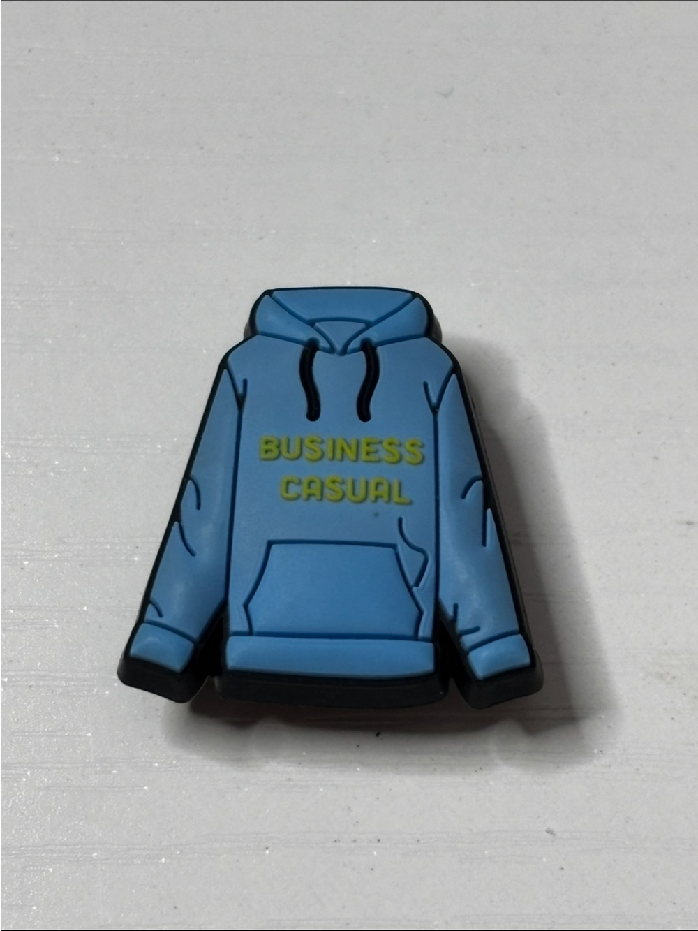 CROCS Blue Hoodie Jibbitz Charm with Yellow Text